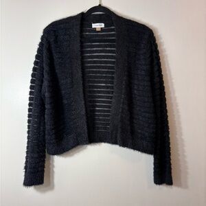 Calvin Klein Black Sheer Stripe Cardigan L
